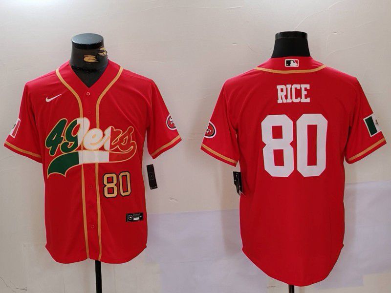 Men San Francisco 49ers 80 Rice Red Second generation Mexican Joint Name 2024 Nike Limited NFL Jersey style 2